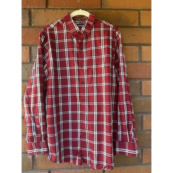 Chaps Easy Care‎ Twill Plaid Button Down Shirt Long Sleeve Casual | Men's Medium - Picture 1 of 13